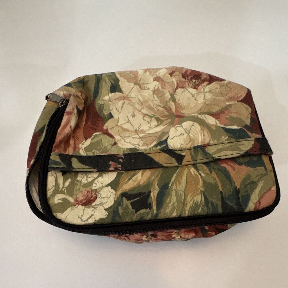 Vintage Siris Travel Organizer Pouch Case USA Retro Cosmetic Bag Floral Cottage